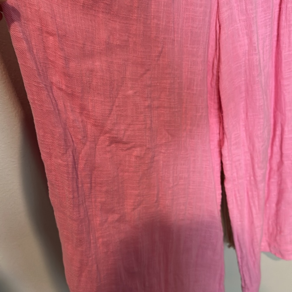 Free People Pink Wide-Leg Linen Blend Overalls Jumpsuit - Picture 4 of 6